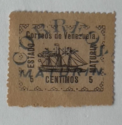1903 MATURIN ESTADO LOCAL DE GUYANA SELLO 5C VENEZUELA, POSIBLE FALSIFICACIÓN Foto 1 de 2