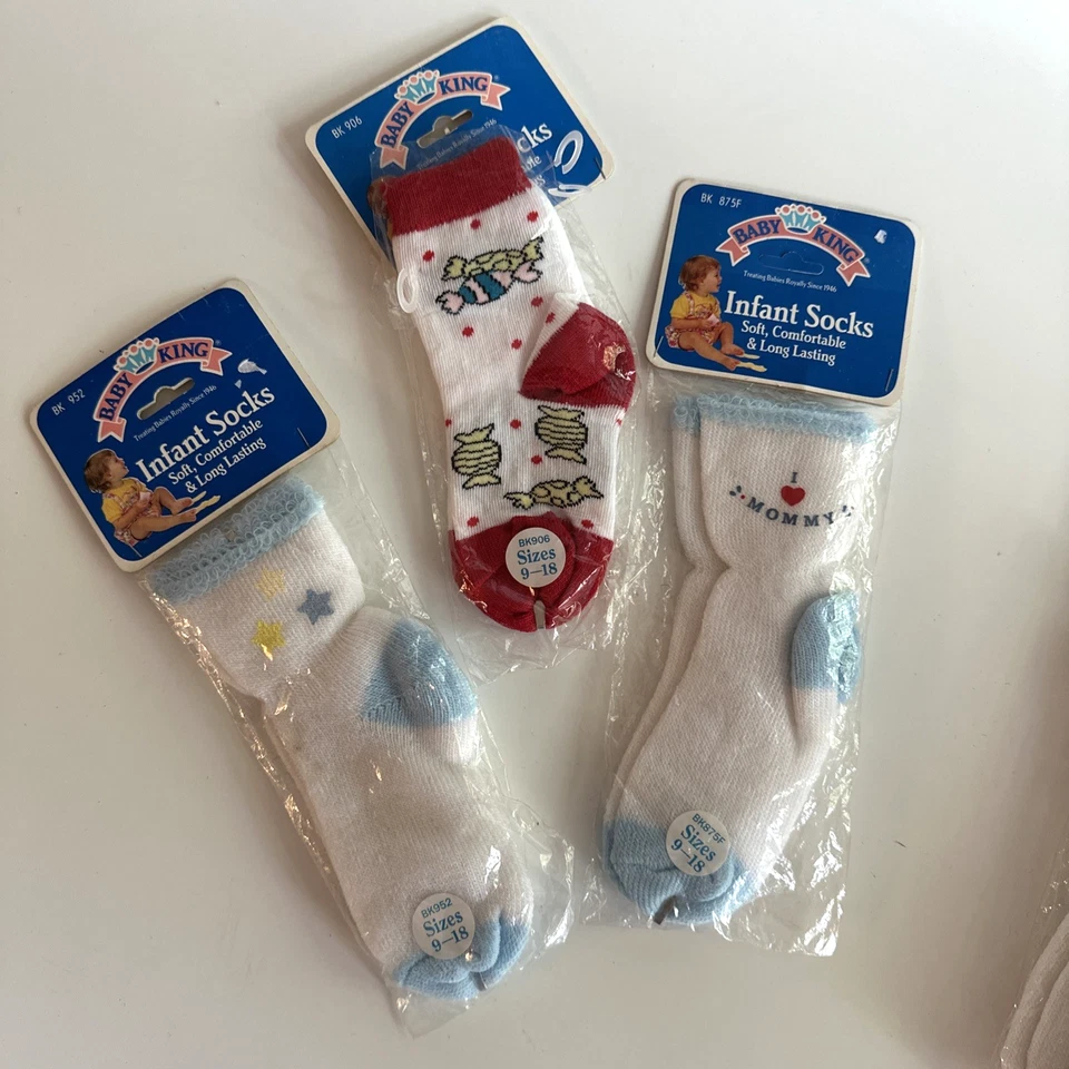 Lote Calcetines Infantiles De Colección/NUEVOS Talla 9-18 M Baby King Lote Nuevo de Lote Si 3 Pares EE. UU. Foto 1 de 4