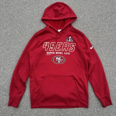 2024 Nike NFL San Francisco 49ers Super Bowl LVIII Pullover Sudadera con Capucha Roja Talla Mediana Foto 1 de 4