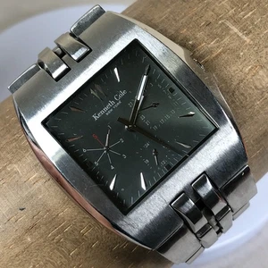 Kenneth Cole Men KC3389 Dress Day Date Stainless Quartz Analog 40mm Watch 7 3/4" - Picture 1 of 13