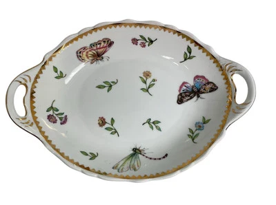 Godinger Primavera 6,5” Plato Ovalado Borde Dorado Mariposa Libélula Flores Foto 1 de 4