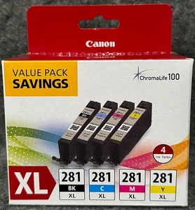 Drukarka Canon CLI-281 XL Kolorowe zbiorniki atramentu 4-pak (czarny / błękitny / purpurowy / żółty) - Zdjęcie 1 z 6