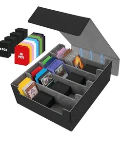 3400+ Caja de almacenamiento de tarjetas coleccionables, caja de almacenamiento para cargadores superiores soporte 616+, PU magnética - Imagen 1 de 3