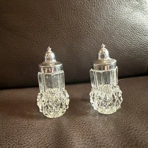 Vintage Indiana Glass Diamond Point Crystal Salt and Pepper Shakers 4” - Picture 1 of 12