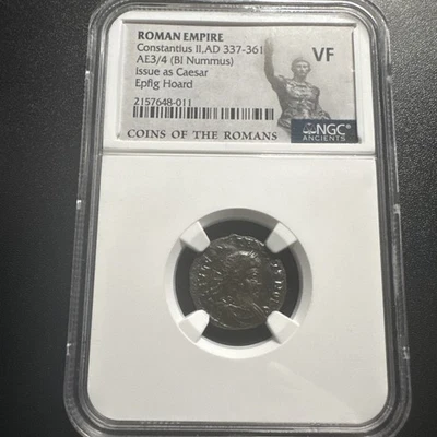 Ancient Roman Coin! Constantius II AD 337–361 AE3/4 -NGC VF- Epfig Hoard! VIDEO! - Image 1 of 4