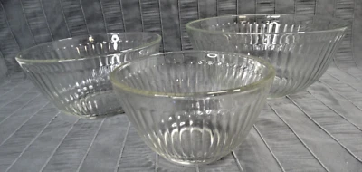 Pyrex Ribbed Clear Glass Bowls, set Of 3, 3 Cup, 6 cup & 10 Cup - Image 1 of 4