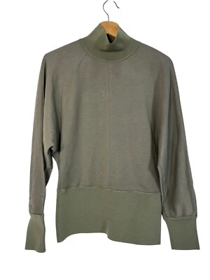 Novo com etiquetas $245 Theory verde oliva manga longa gola alta suéter médio M - Imagem 1 de 4