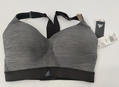 Adidas CD8375 Performance Women's Sports Bra High Support 38DD Gray & Blk NWT - Image 1 of 4