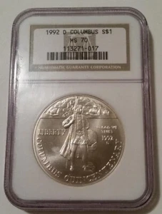 NGC 1992 D Columbus Commemorative Silver Dollar MS70* - Picture 1 of 2
