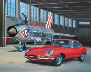 English Electric Lightning Jaguar E-Type 56 Squadron Aviation Art Painting Print - Bild 1 von 1