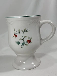 Christmas Holly Pedestal / Irish Coffee Mugs Set of 4 - Picture 1 of 8