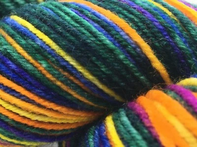 Green Orange Blue Purple + Hand Dyed Sock Merino Wool Yarn Ice #68871 Superwash  - Image 1 of 4