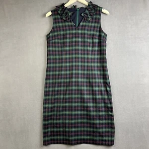 Talbots Dress Size 4 Green Highland Tartan Plaid Wool Sleeveless Ruffled NWT - Picture 1 of 12