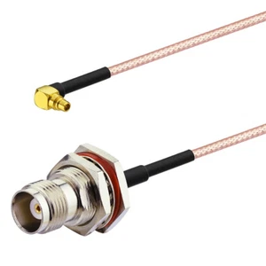 2pcs MMCX Male Right Angle to TNC Female Bulkhead Mount RG316 Cable 15cm Test - Picture 1 of 3