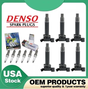 6pcs Ignition Coil & DENSO Spark plug Kit for Toyota Highlander Camry Lexus V6 - Picture 1 of 7