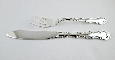 Gorham STRASBOURG Sterling Silver Solid Fish Knife 8 7/8” And Fork 7” Set - Image 1 of 4