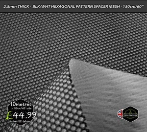 2.5mm* - BLACK/WHITE - 3D SPACER MESH FABRIC - BAGS TRAINERS CRAFTS - 150cm wide - Picture 1 of 1