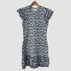 Kurzes Minikleid Veronica Beard "Cici" blau gerafft Blumen US 4 neu ohne Etikett (548 $) - Bild 1 von 7