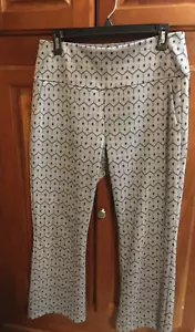 CAbi Women's Tessera Cropped Pants Medallion Print Gray/Blue Size M EUC - Picture 1 of 4