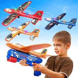 New Flying Glider Airplane Toy Launcher Foam Plane Catapult Kids Summer Gift Set - Picture 1 of 9