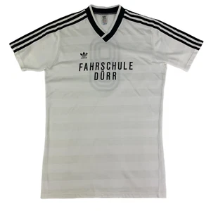Adidas European Football Shirt Vintage 80s Retro Striped Training Top Felt #8 L - Picture 1 of 4