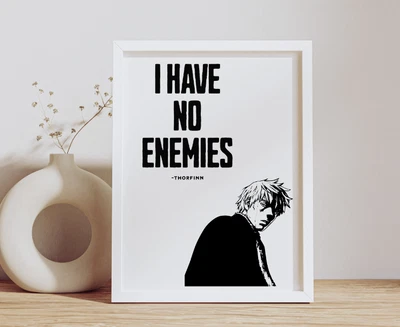 I Have No Enemies, Vinland Saga Thorfinn Citação Arte de Parede, Anime Mangá Cartaz - Imagem 1 de 4
