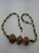 Vintage Ethnic Screw Clasp Rolled Paper Mixed Bead Beaded Necklace 21"