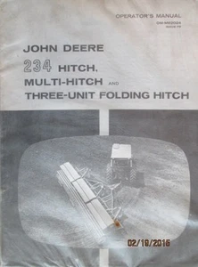 John Deere 234 Hitch. Multi-Hitch And Three-Unit Folding Hitch Operators Manual - Imagen 1 de 1