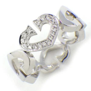 Cartier Ring C Heart Diamond 750(18K) White Gold #51 US5.5 - Picture 1 of 10