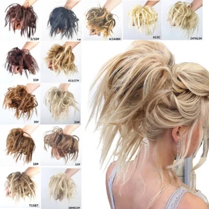 Messy Bun Hair Piece Scrunchie Updo Cover Curly Hair Extensions Real as Human - Picture 1 of 42