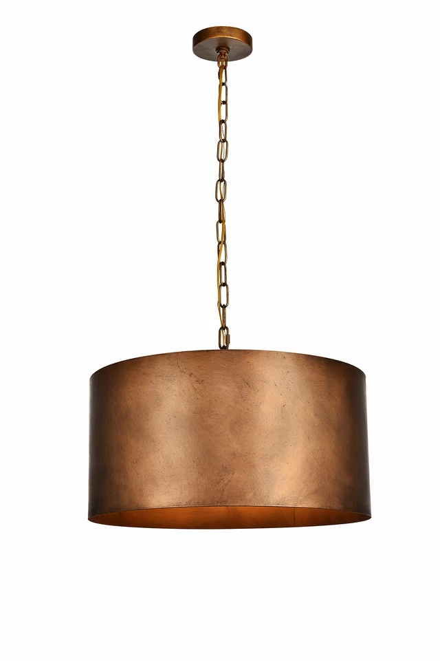 Elegant Lighting Ld6015d20 Brass Miro 3-light 20" Pendant With Metal Drum Shade