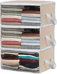 Simple Houseware 3 Pack Foldable Closet Organizer Clothing Storage Box with Clea - Picture 1 of 5
