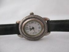 Cherokee Wristwatch Black Buckle Band Oval Shaped White Face Silver Tone