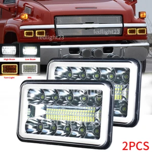 2x 4x6" DRL Hi-Lo Projector LED Headlights 120W Fit Chevy Mercury Plym Pontiac - Picture 1 of 13