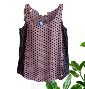 Camiseta sin mangas ANN TAYLOR LOFT para mujer talla S a lunares ribete de encaje - Imagen 1 de 14