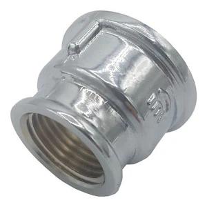 Chromed Threaded Pipe Coupling Reducer Female Fittings 1/2 x 3/8 3/4 x 1/2 - Picture 1 of 3