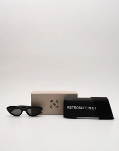 RRP€209 RETROSUPERFUTURE Cocca Cat Eye Sunglasses Black Logo HANDMADE in Italy - Picture 1 of 11