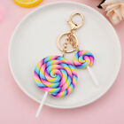 Rainbow Swirl Lollipop Keychain Vibrant Spiral Colorful Candy Bag Charm Keyring
