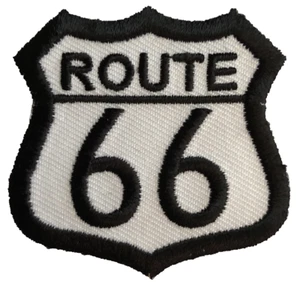 Historic Route 66 Highway Sign | Embroidery Iron On Biker Tab Patch 2" x 2" - Picture 1 of 4