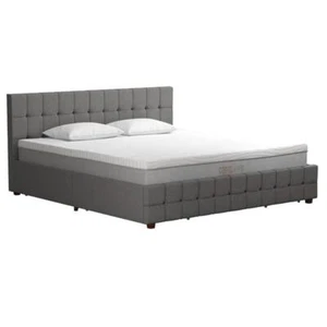 Pemberly Row Modern Upholstered Bed King in Light Gray Linen - Picture 1 of 14
