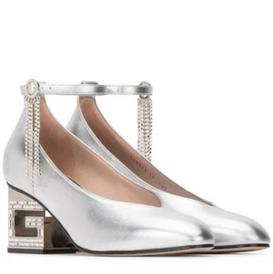 Nuevo en caja Gucci AMBER Cristal Bloque Tacón Madelyn Marmont Horsebit Mary Jane Bomba 38.5 - Imagen 1 de 12