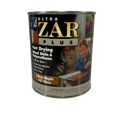 Mancha de madera interior a base de aceite brillante arce Salem ZAR Ultra Plus 147 1 cuarto de galón Foto 1 de 3