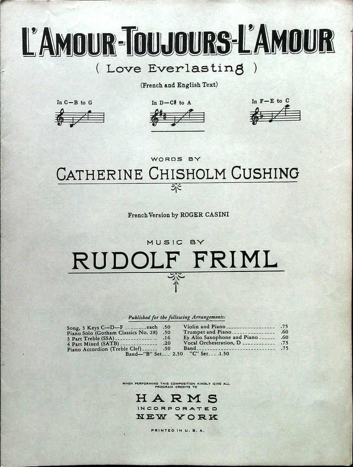 L'Amour-Toujours-L'Amour (Love Everlasting) Vintage Sheet Music 1940 - Image 1 of 1