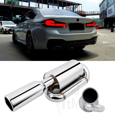 For 5 Series G30 Twin Loop Exhaust Muffler 2.5" Inlet 4.0" Tip Chrome Polished - Изображение 1 из 4
