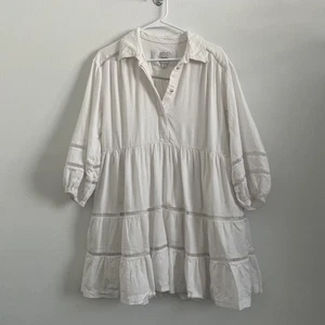 Anthropologie Maeve Kleid Damen M Shirt Ösen Knielang Freizeit Puffärmel - Bild 1 von 9