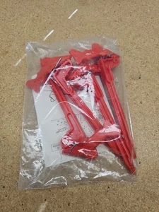 Sand Sharks Beach Towel Holders 4 Red Sand Stakes Vintage New Package 1987 *S* - Picture 1 of 4