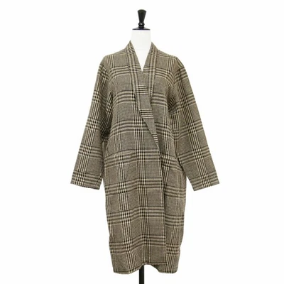 Abrigo LAppartement Apartmon Marrón Negro Talla: GRATIS Dobby Check Lino Usado BEEG-0 Foto 1 de 4