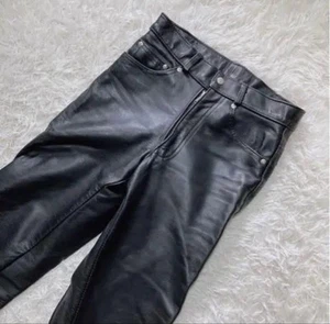 Schott Leather pants riders bike black slacks Biker Genuine Leather from Japan - Picture 1 of 4