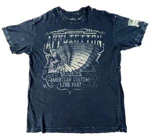 Camiseta negra AFFLICTION para hombre American Customs Skull Bones ajuste regular X-grande - Imagen 1 de 9