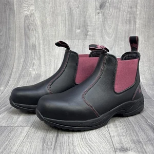 King Gee Damen Tradie Pull Up Arbeitsstiefel Zwickel Chelsea schwarz lila UK W5 - Bild 1 von 17